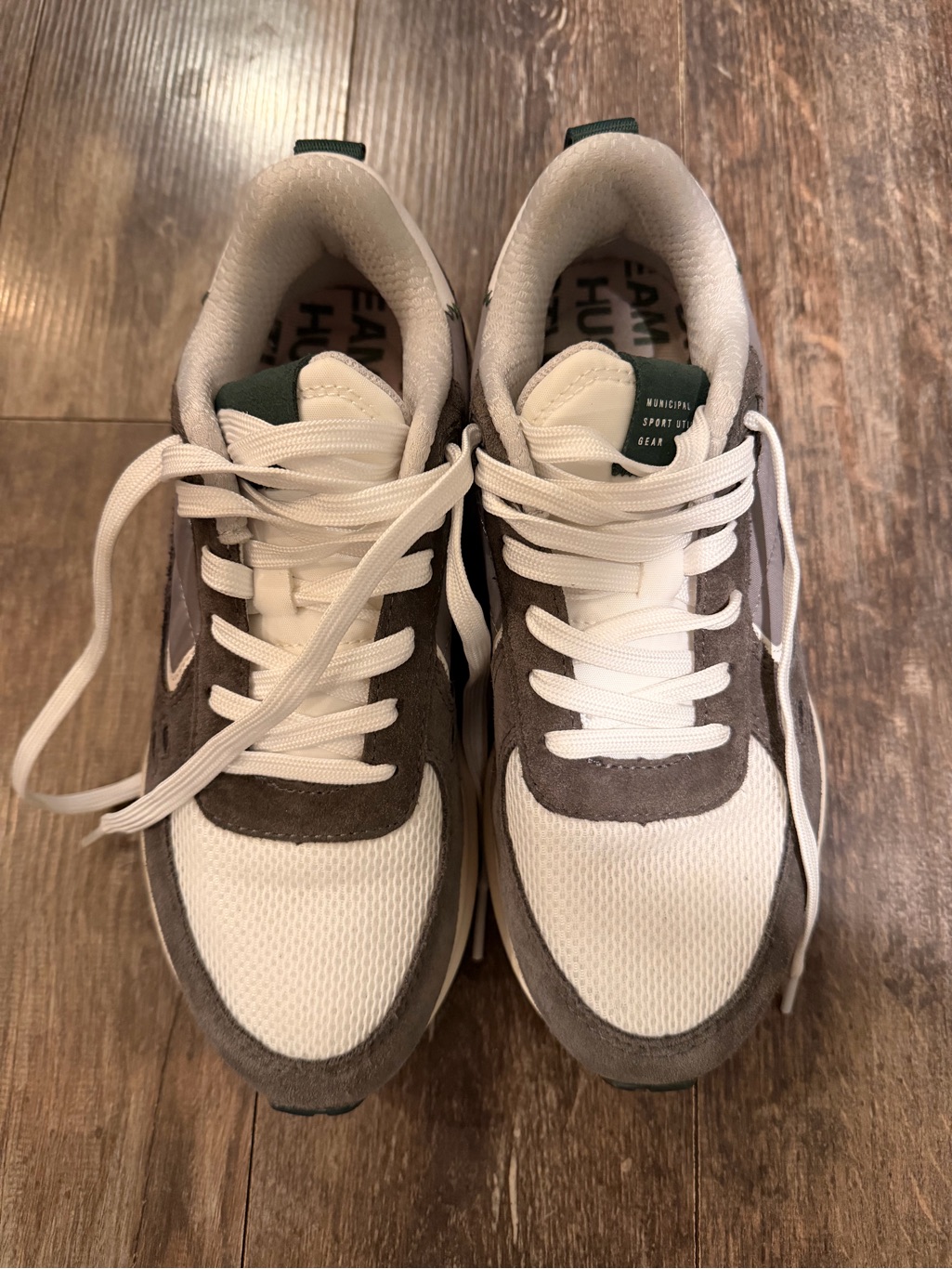 Municipal White And Gray Suede-Trim Athletic Sneakers